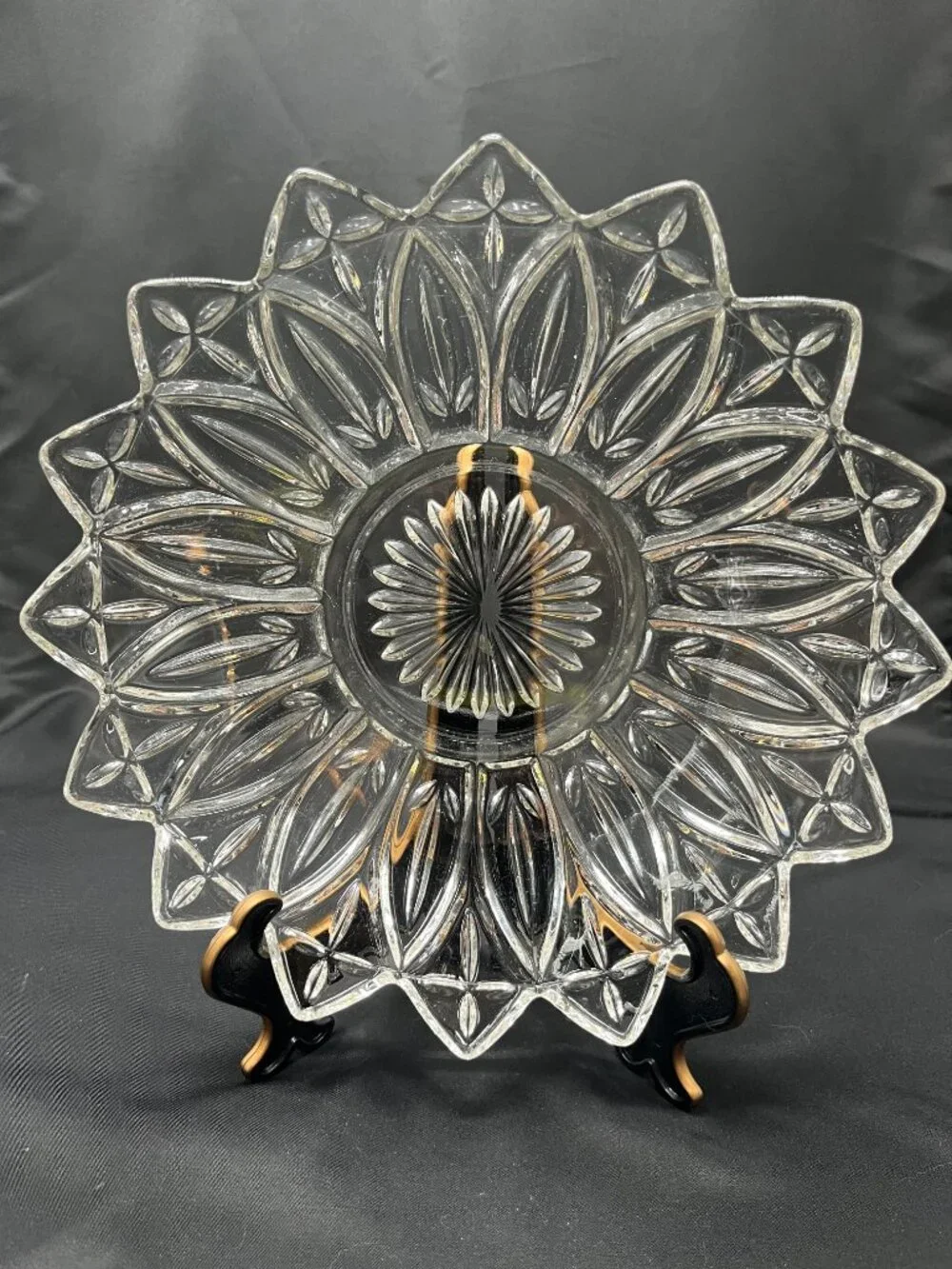 Vintage Federal Glass Clear Pressed Glass Petal Bowl